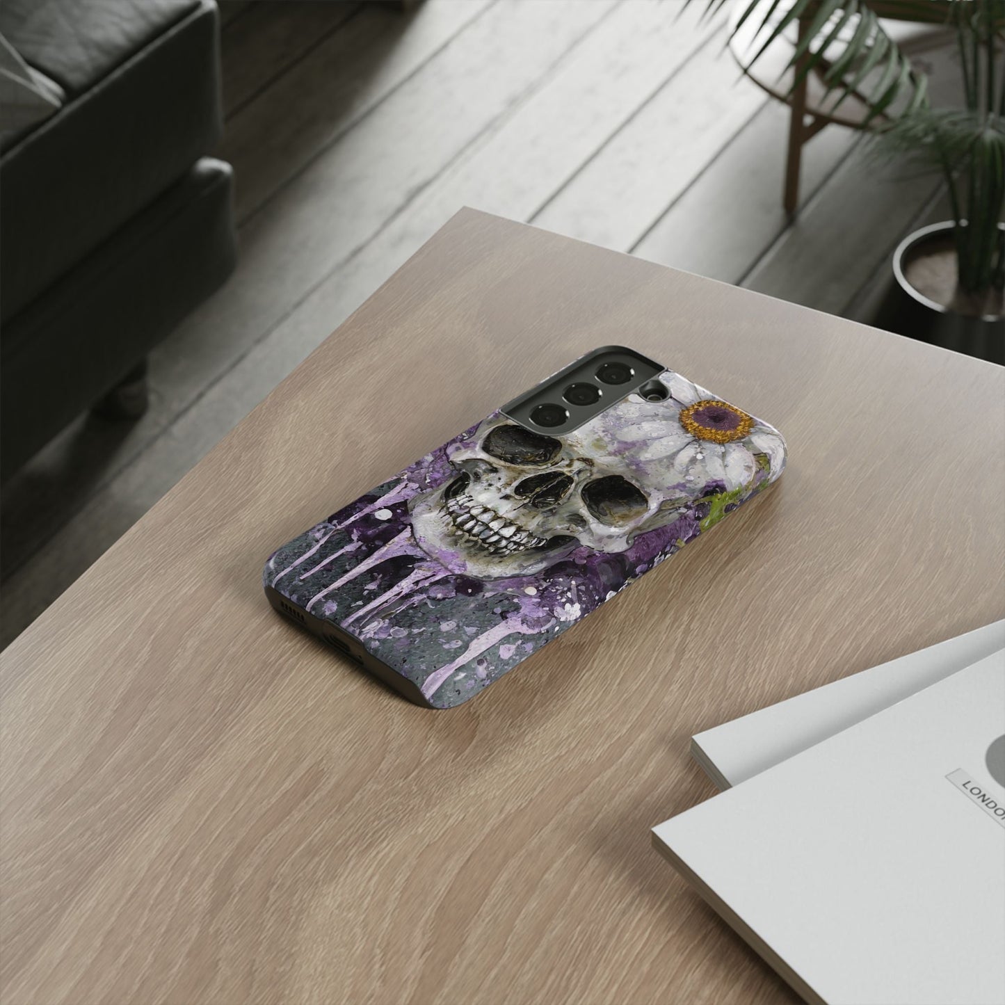 Plum Skull and Daisy Tough Phone Case