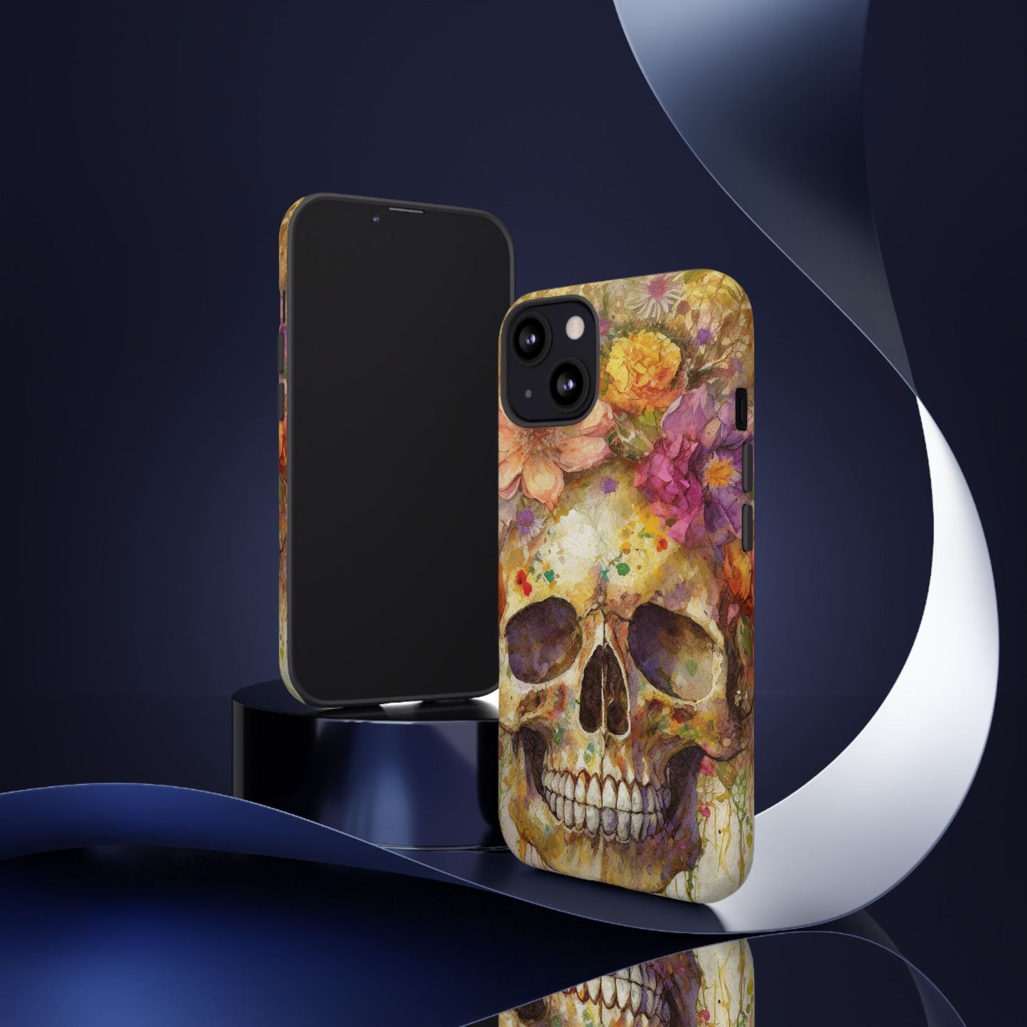 Unique Floral Skull Tough Phone Case