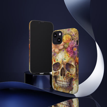 Unique Floral Skull Tough Phone Case