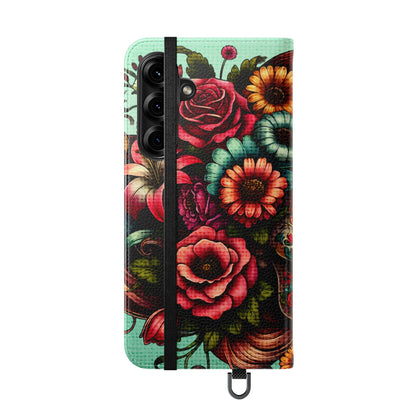 Sugar Skull Flip Wallet Phone Case