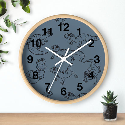 Playful Geckos 10" Wooden Wall Clock