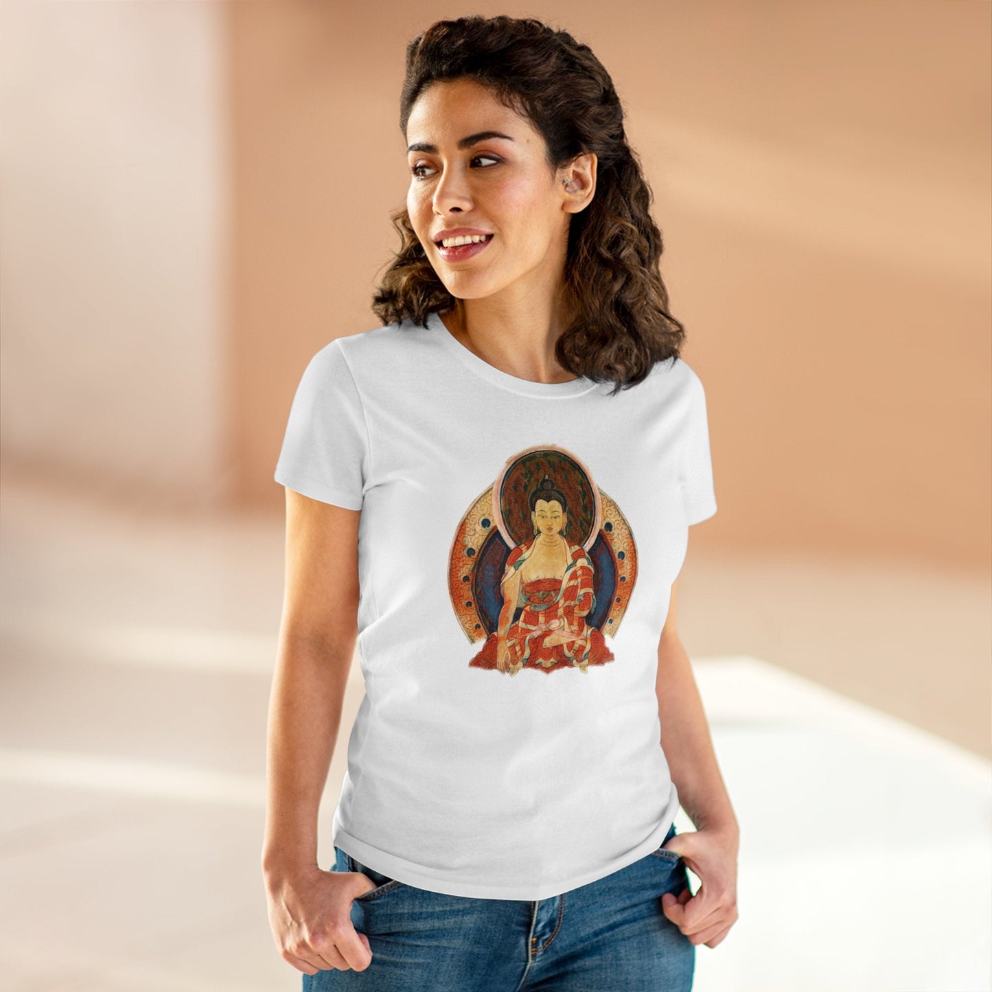 Buddha Gouache Print Women's Cotton Tee