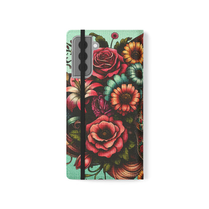 Sugar Skull Flip Wallet Phone Case