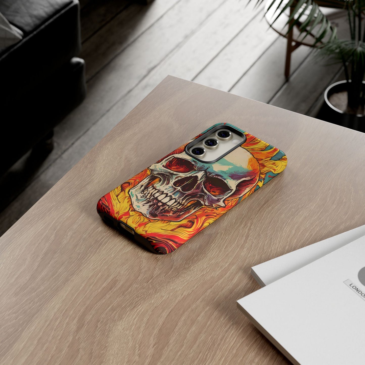 Flaming Skull Tough Phone Case