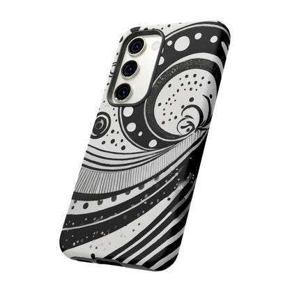 Artistic Black & White Swirl Tough Phone Case