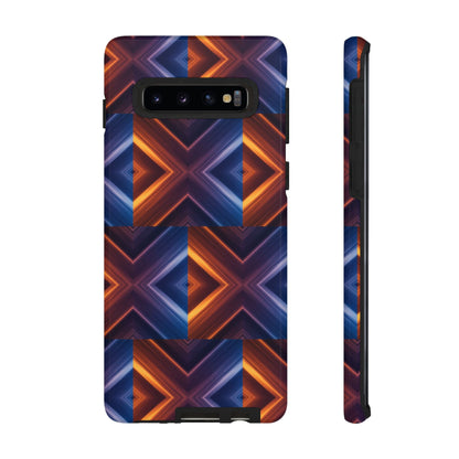 Stylish Tough Phone Case With Blue & Orange Abstract Design