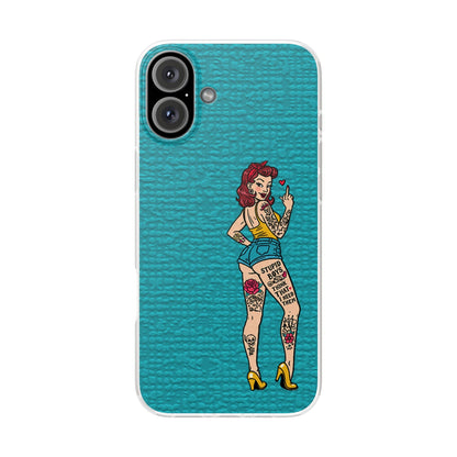 Sassy Pin-Up Stupid Boys Teal Flexi Phone Case