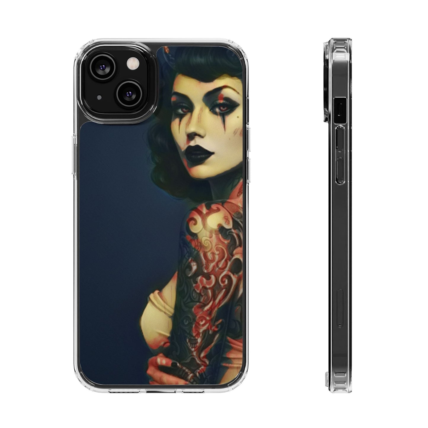 Gothic Devilish Tattooed Beauty Clear Phone Case