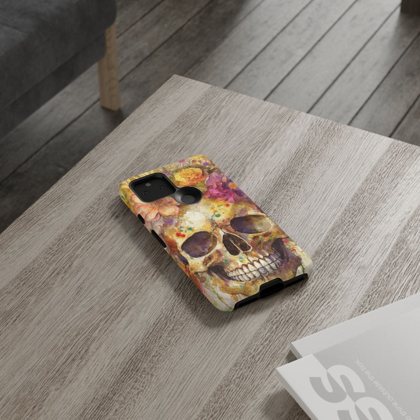 Unique Floral Skull Tough Phone Case