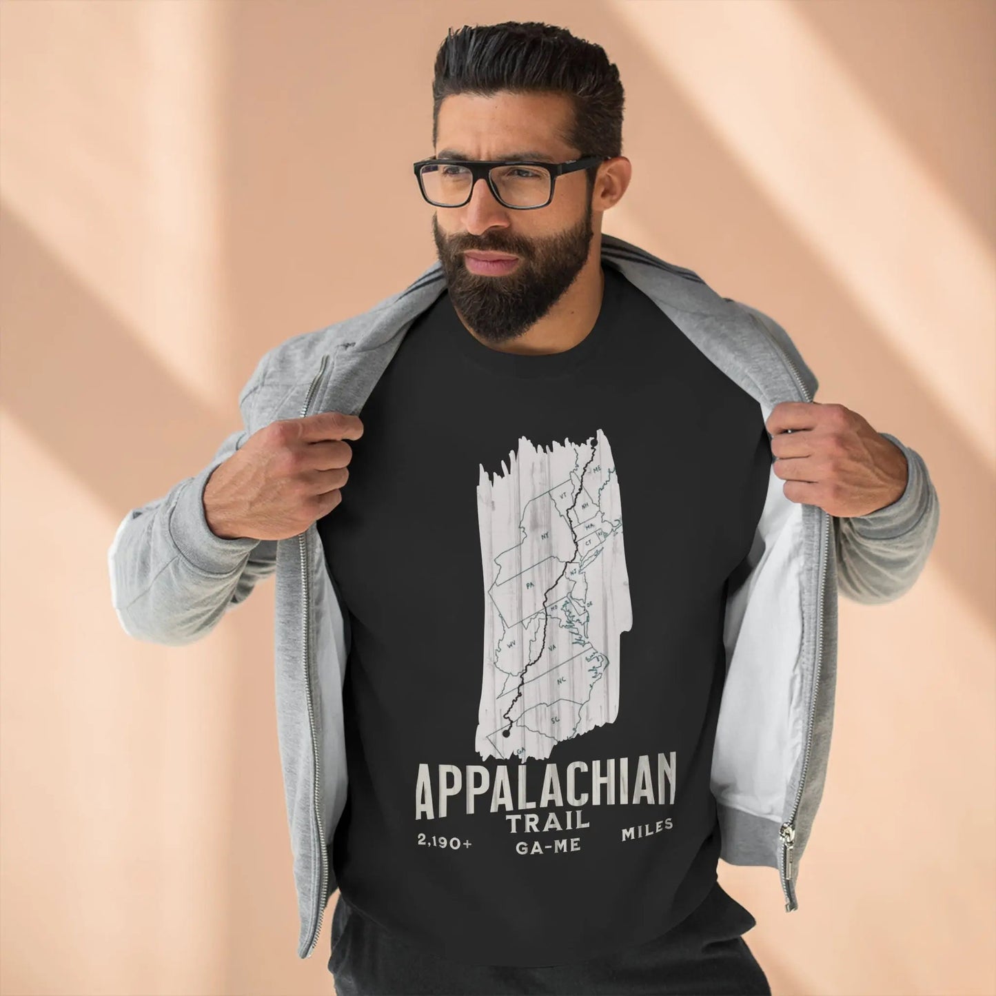 Appalachian National Scenic Trail Unisex Fit Crewneck Sweatshirt White Blaze Map