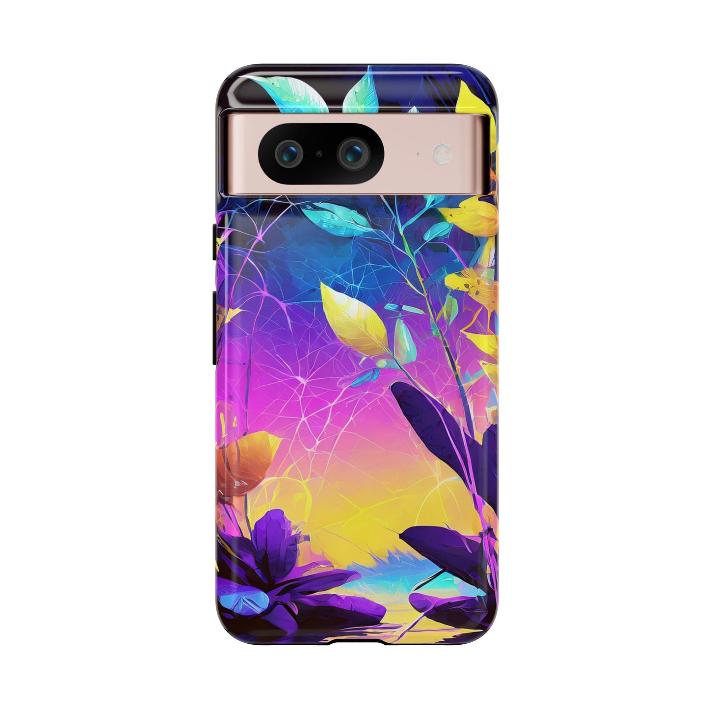 Artistic Vibrant Neon Floral Leaf Tough Phone Case