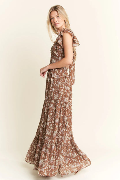 Jade By Jane Ruffle Sleeve Tiered Maxi Dress