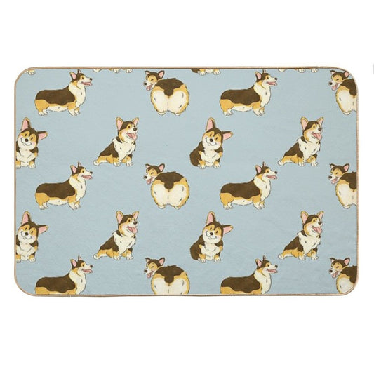 Tri Color Corgi Dog Bath Mat