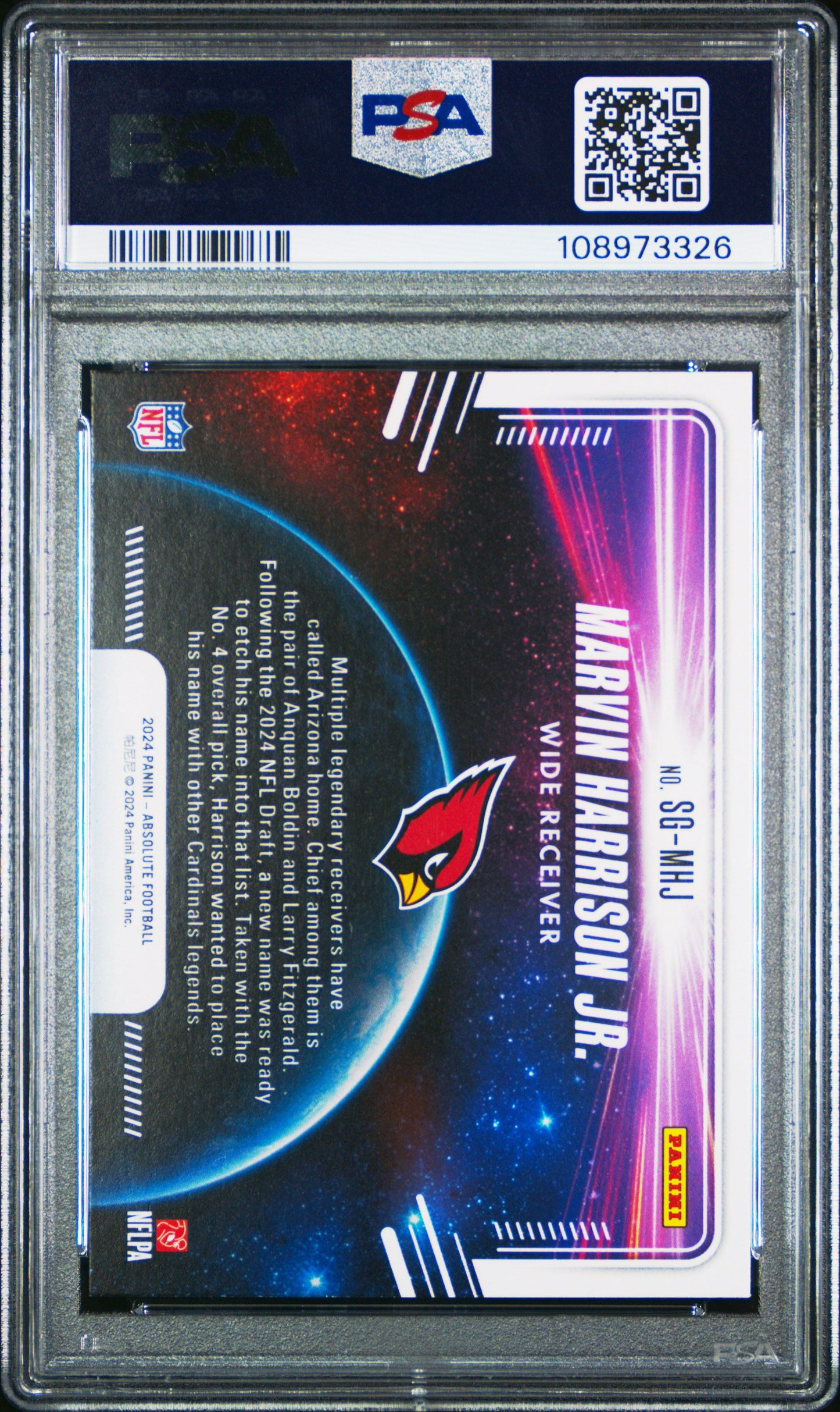 Graded 2024 Panini Absolute Marvin Harrison Jr #SGMHJ Star Gazing Rookie RC Football Card PSA 9 Mint