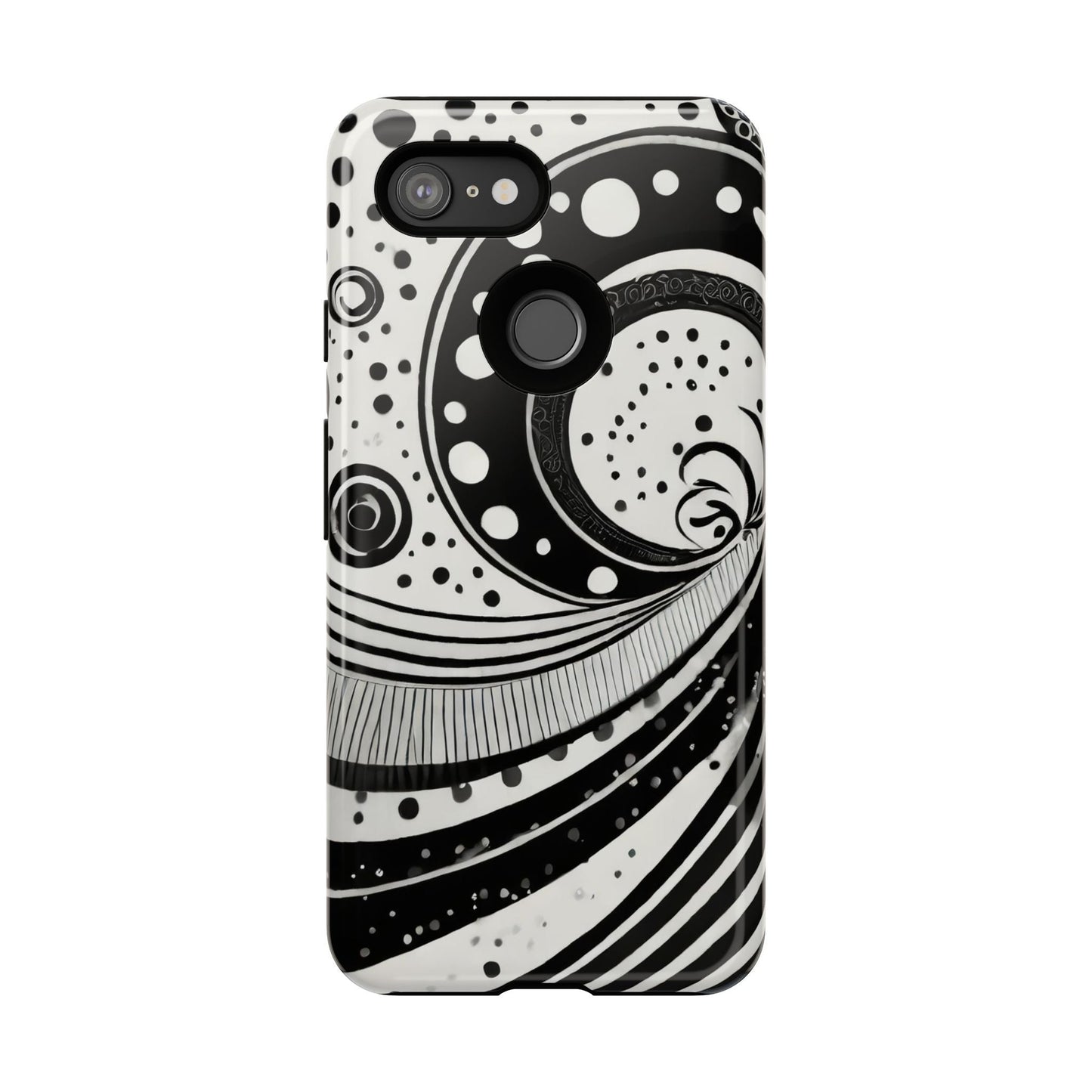Artistic Black & White Swirl Tough Phone Case