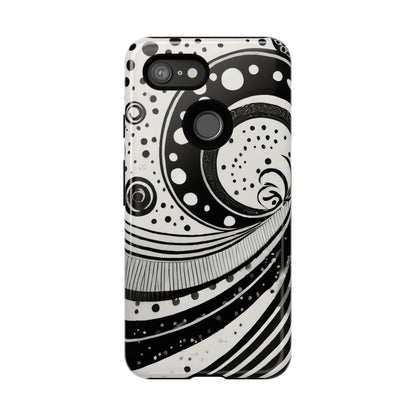 Artistic Black & White Swirl Tough Phone Case
