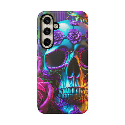Neon Skull and Roses Vibrant Tough Phone Case