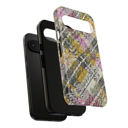 Purple Plaid Floral Artistic Tough Phone Case