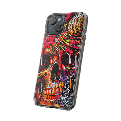 Neon Ice Cream Skull Clear Phone Case