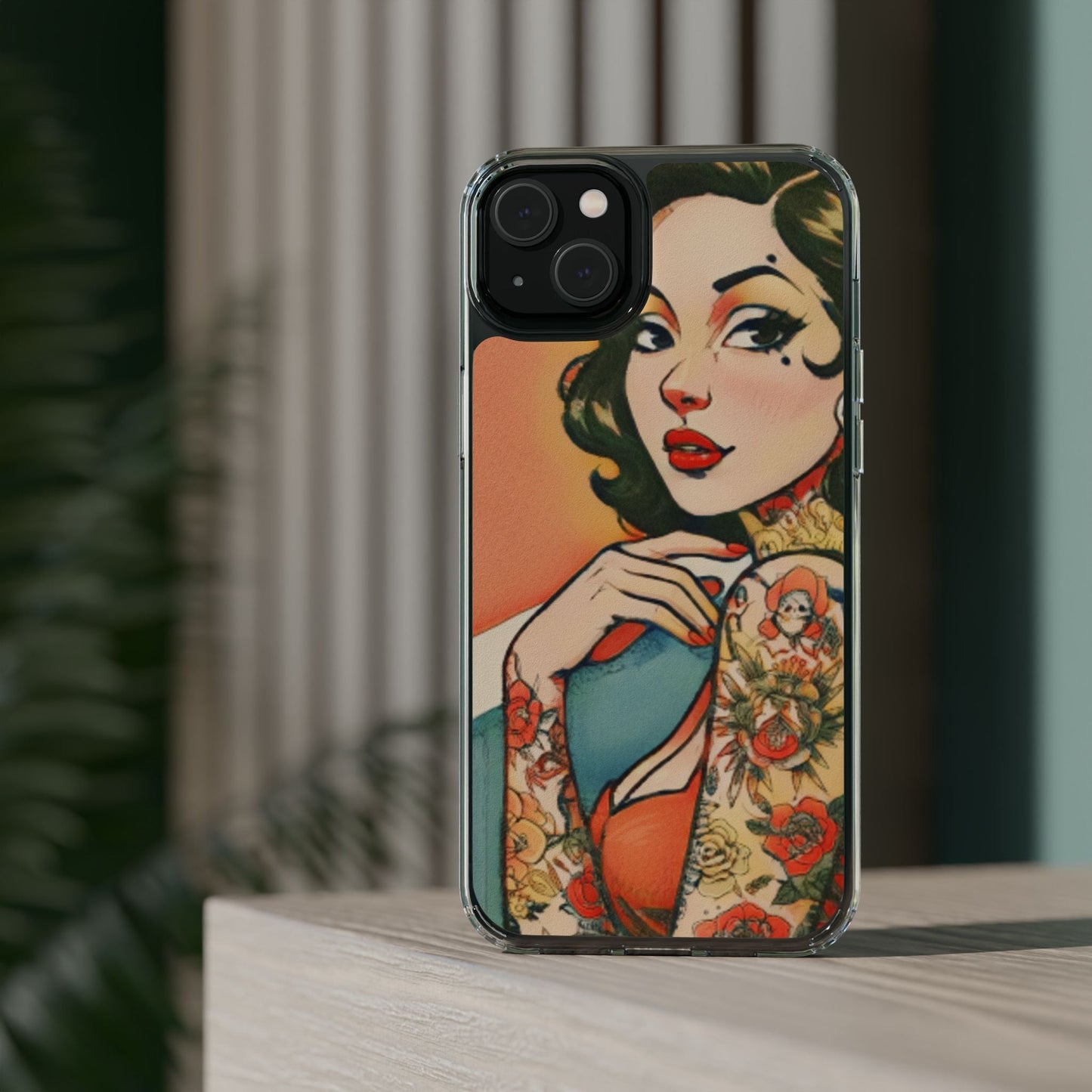 Retro Pin Up Clear Phone Case