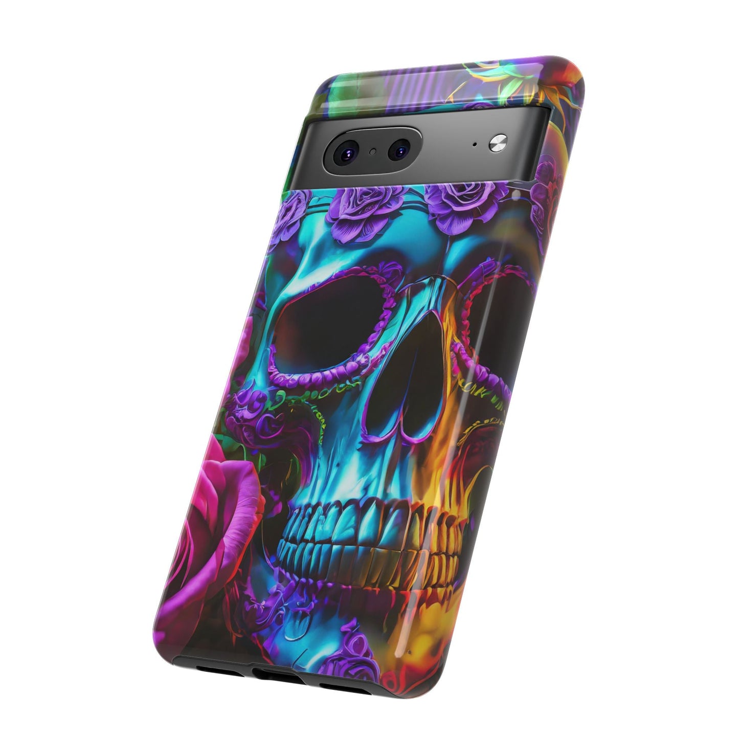 Neon Skull and Roses Vibrant Tough Phone Case