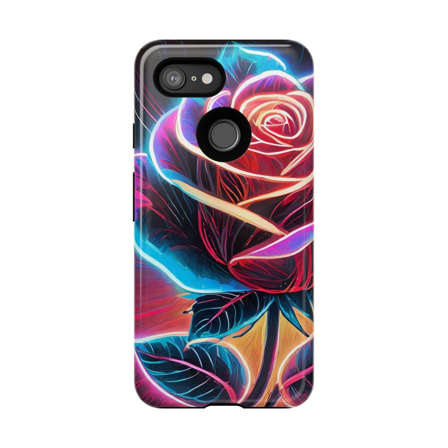 Artistic Neon Rose Tough Phone Case