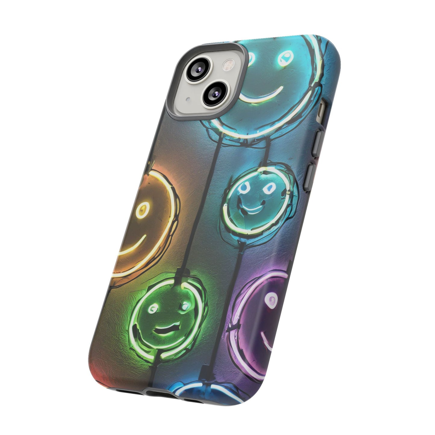 Colorful Neon Smiley Face Phone Case - Tough & Stylish Protection