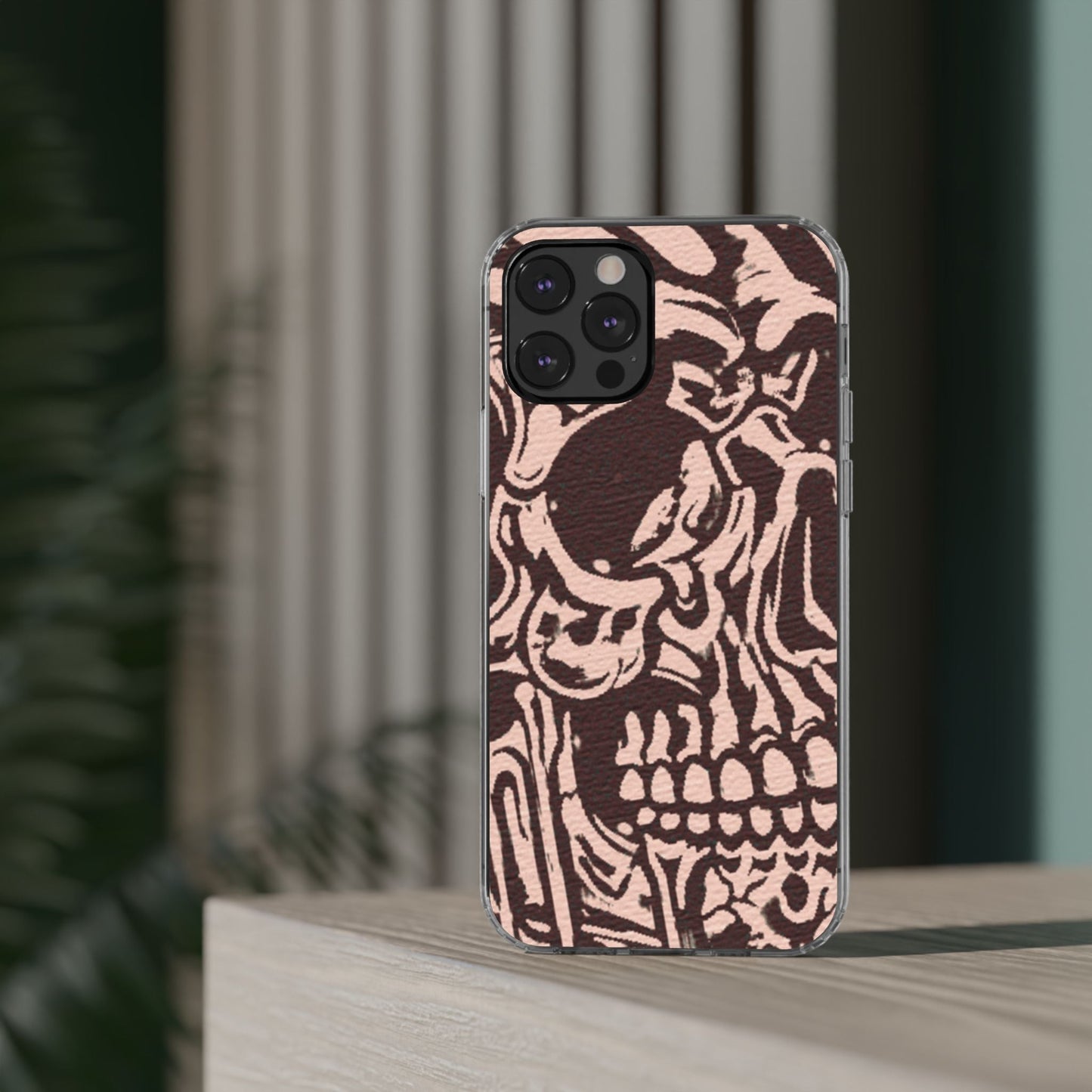 Gothic Abstract Skull Clear Phone Case