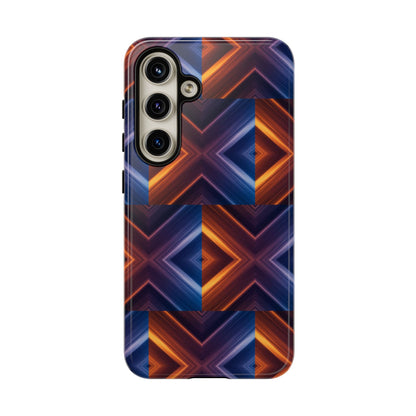 Stylish Tough Phone Case With Blue & Orange Abstract Design