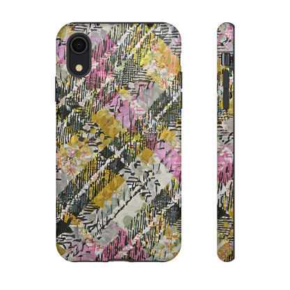 Purple Plaid Floral Artistic Tough Phone Case