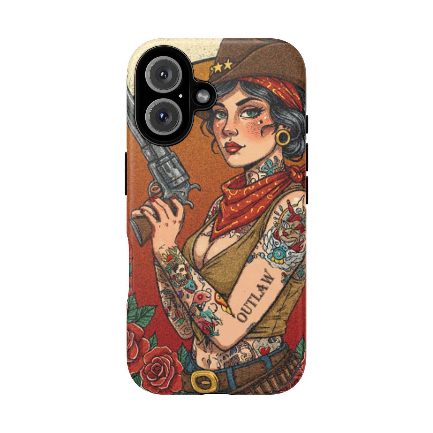 Vintage Western Tough Phone Case with Outlaw Design