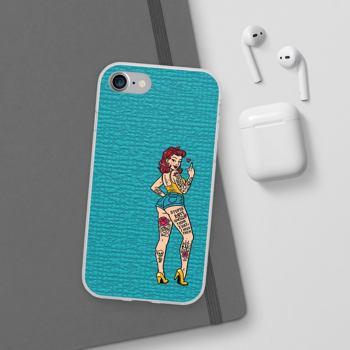 Sassy Pin-Up Stupid Boys Teal Flexi Phone Case