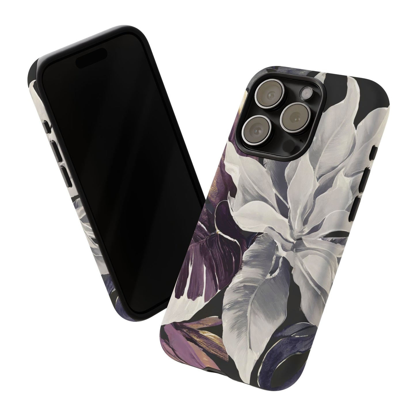 White & Plum Floral Tough Phone Case