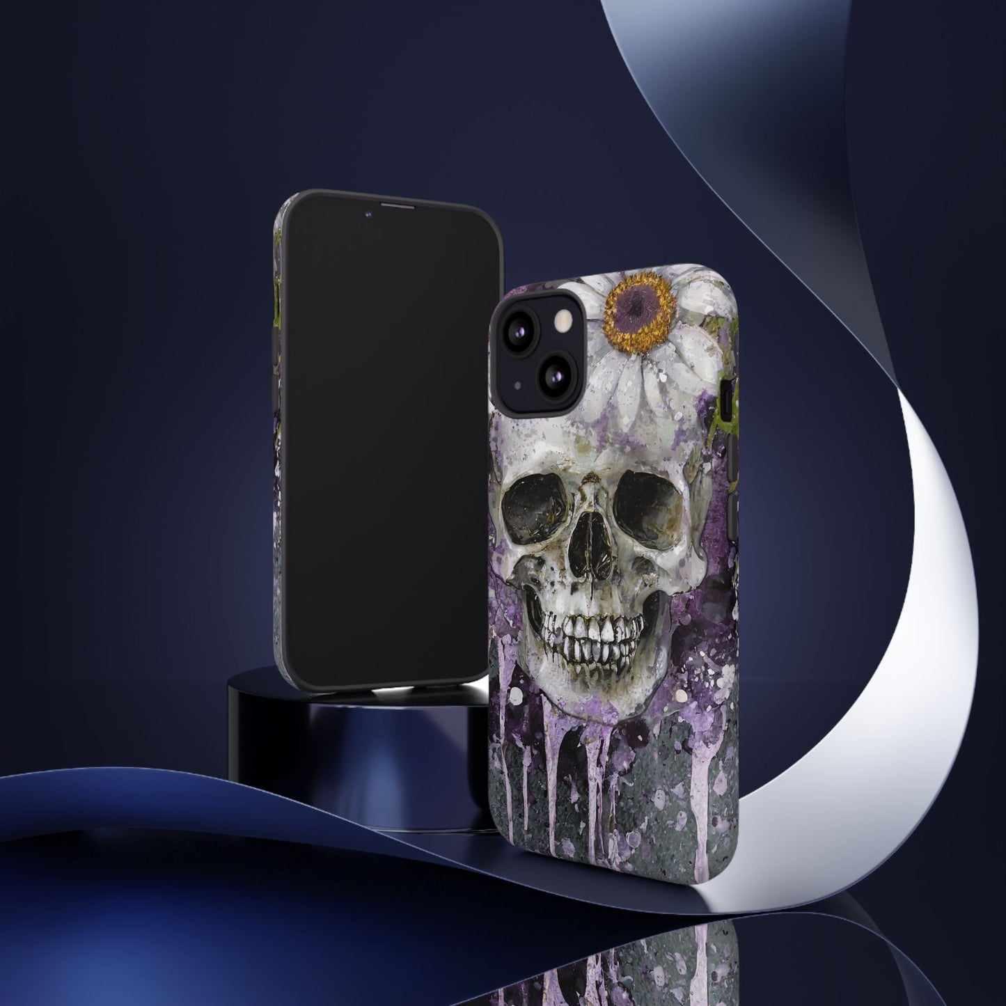 Plum Skull and Daisy Tough Phone Case