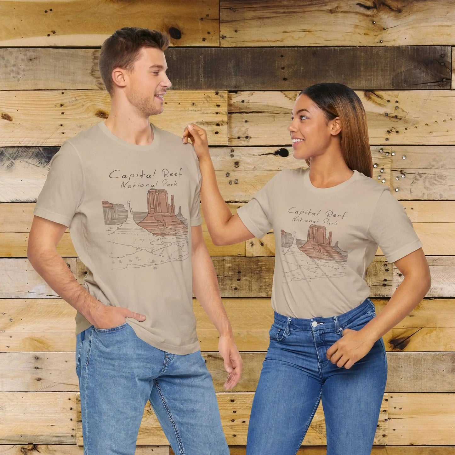 Capitol Reef National Park Unisex Fit Soft T-Shirt Line Art