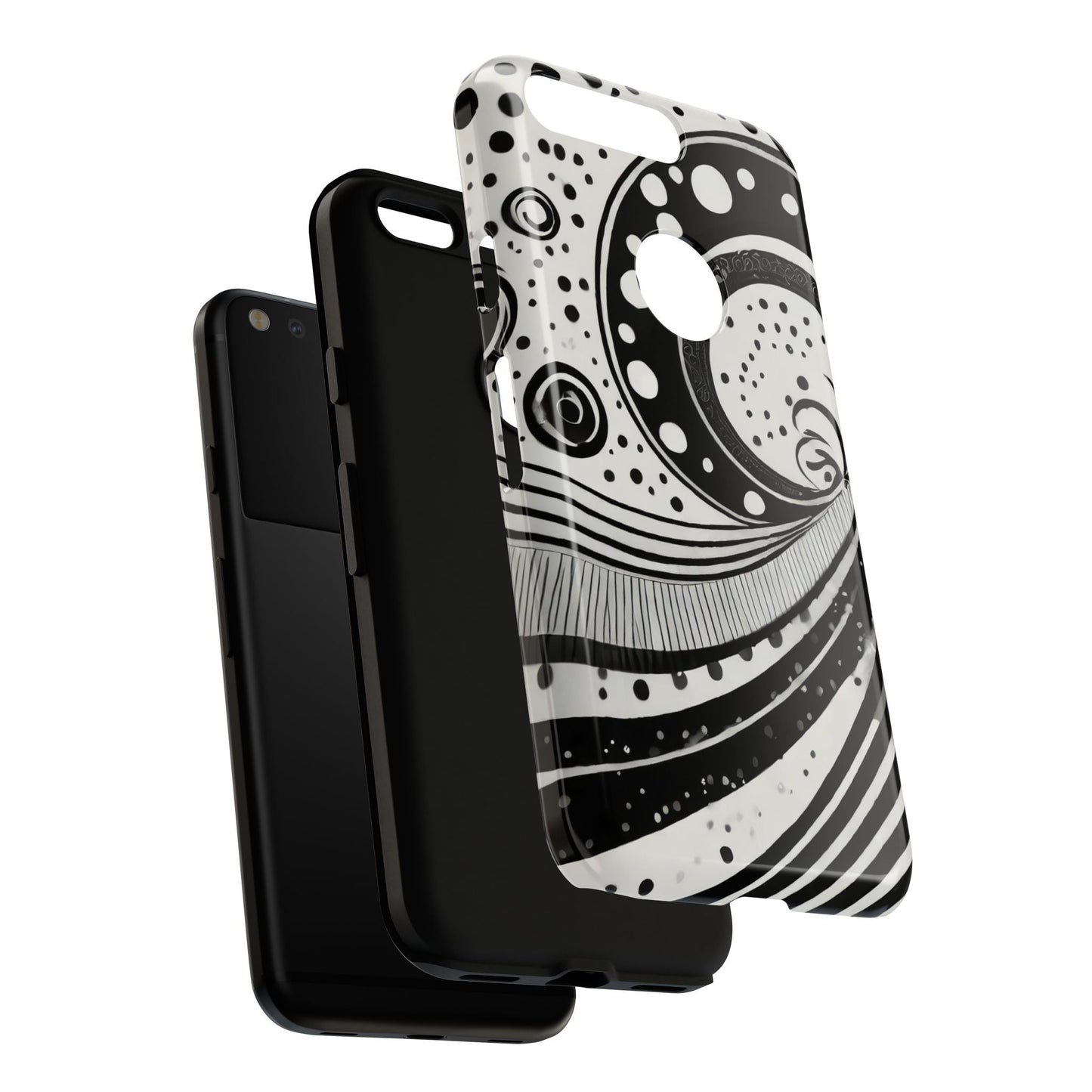 Artistic Black & White Swirl Tough Phone Case