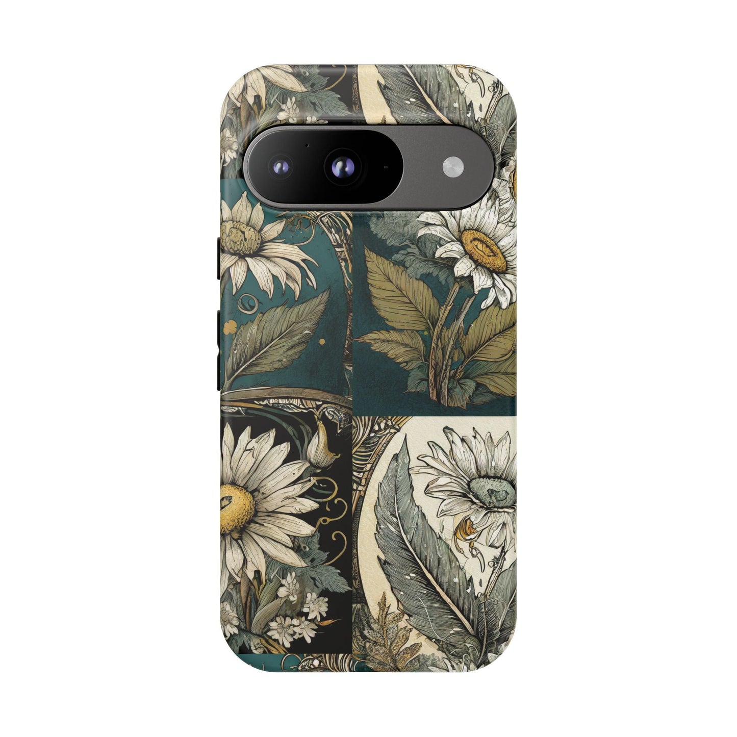 Abstract Teal Daisy Tough Phone Case