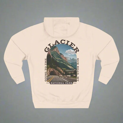 Glacier National Park Unisex Fit Fleece Hoodie Scenic Going to The Sun Road Big Horned Sheep