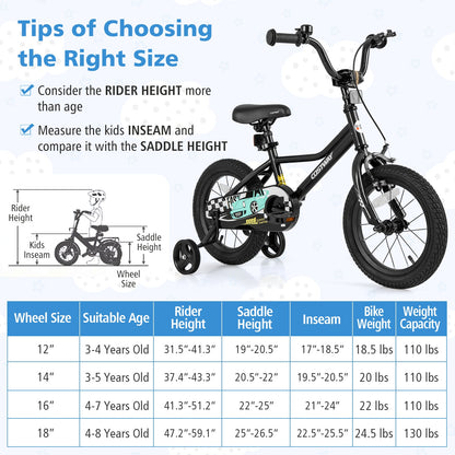 14 Inch Kids Bike Adjustable for 3-5 Years Old with Low-Step Frame