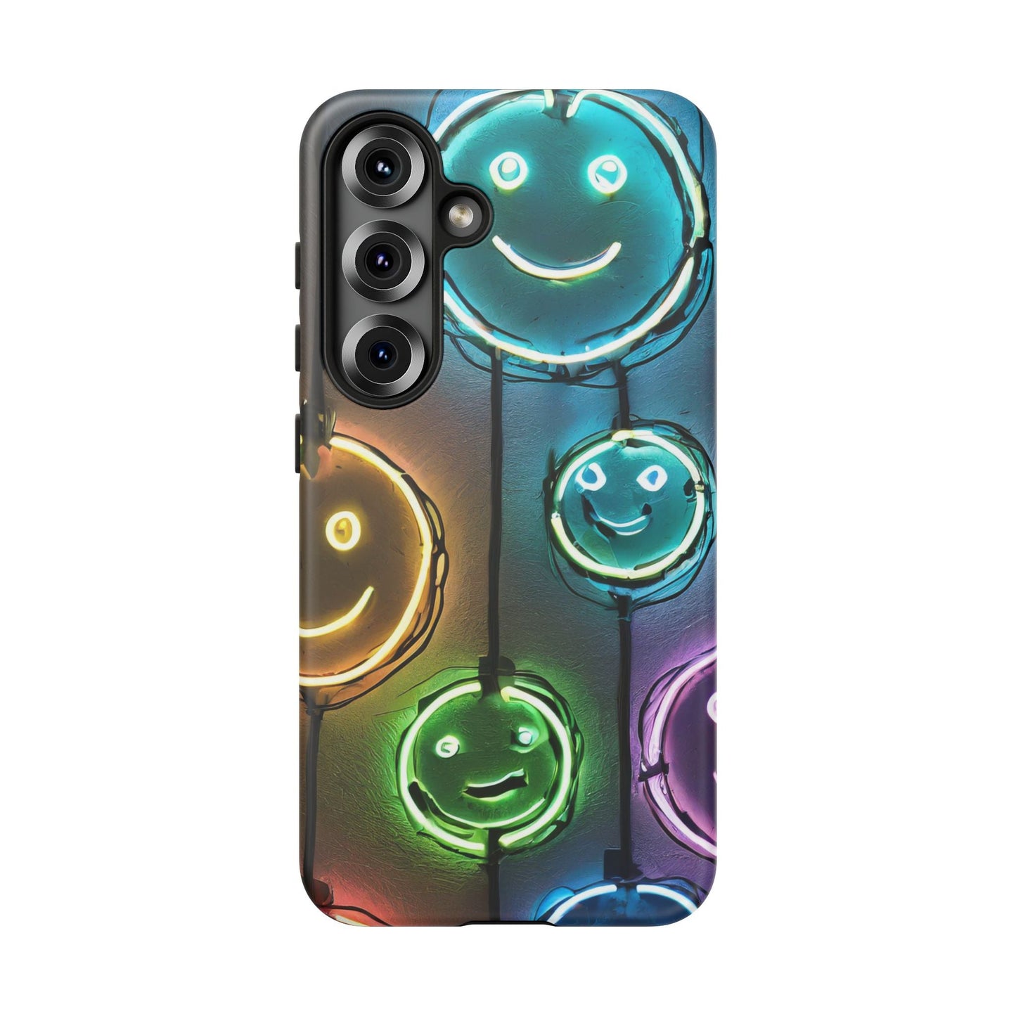 Colorful Neon Smiley Face Phone Case - Tough & Stylish Protection
