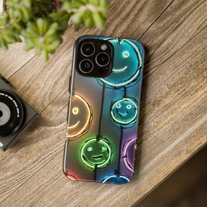 Colorful Neon Smiley Face Phone Case - Tough & Stylish Protection