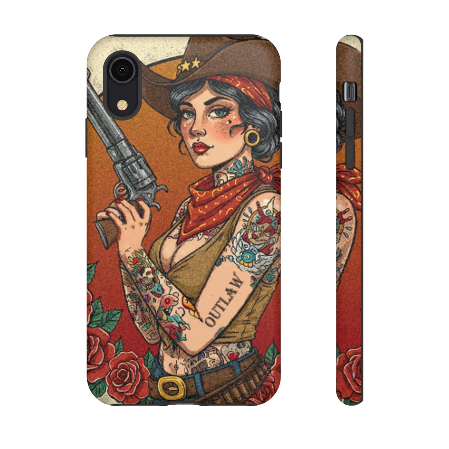 Vintage Western Tough Phone Case with Outlaw Design