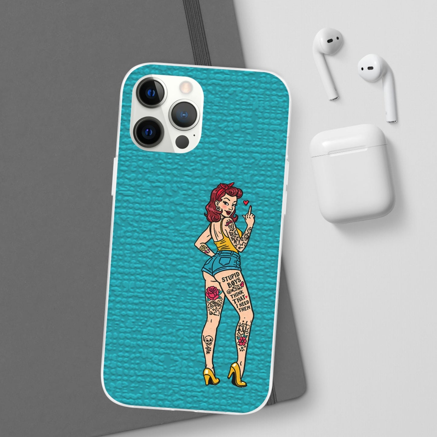 Sassy Pin-Up Stupid Boys Teal Flexi Phone Case