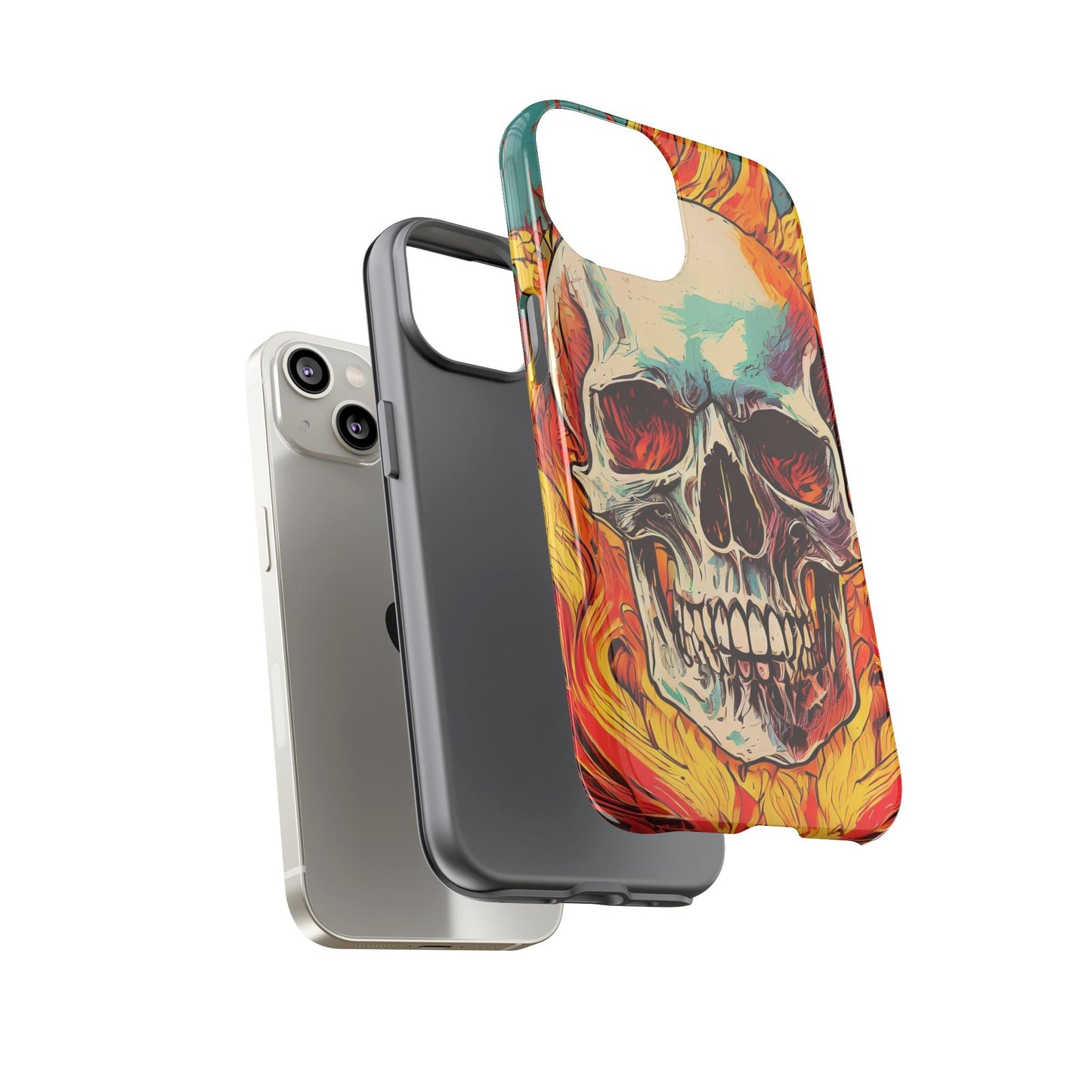 Flaming Skull Tough Phone Case