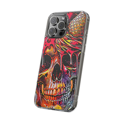 Neon Ice Cream Skull Clear Phone Case