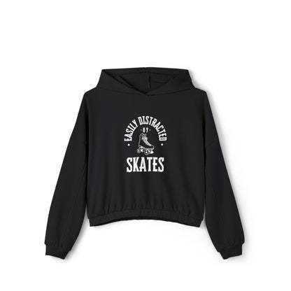 Women’s Cropped Easily Distractd by Skates Hoodie
