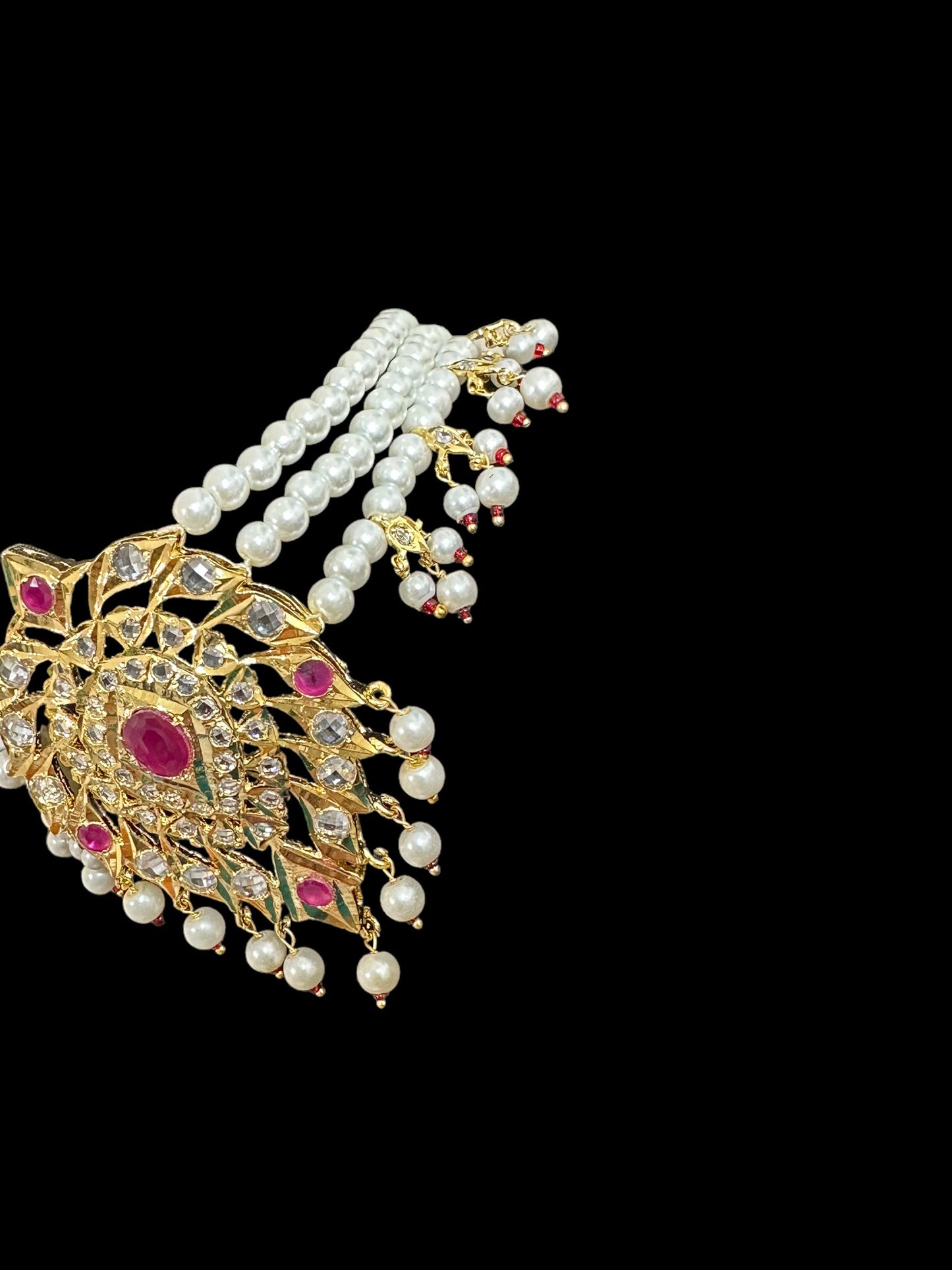 C281 Alvira ruby choker with shell pearls ( SHIPS IN 2 WEEKS )