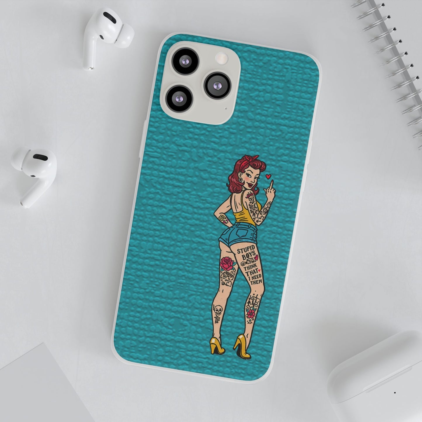 Sassy Pin-Up Stupid Boys Teal Flexi Phone Case