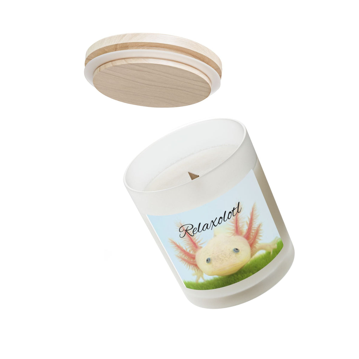 Relaxolotl Crackling Wooden Wick Frosted Glass Candle (11 oz)