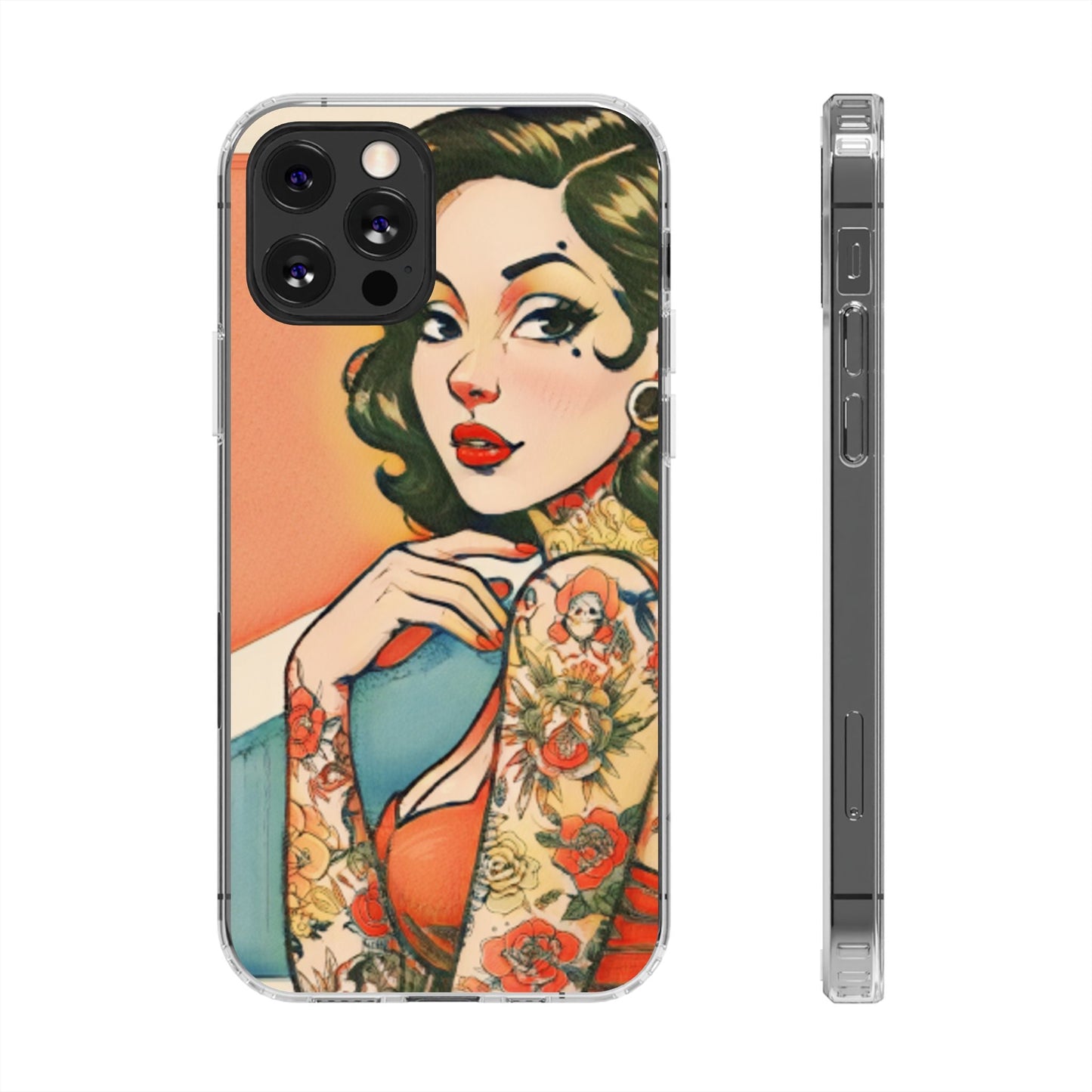 Retro Pin Up Clear Phone Case
